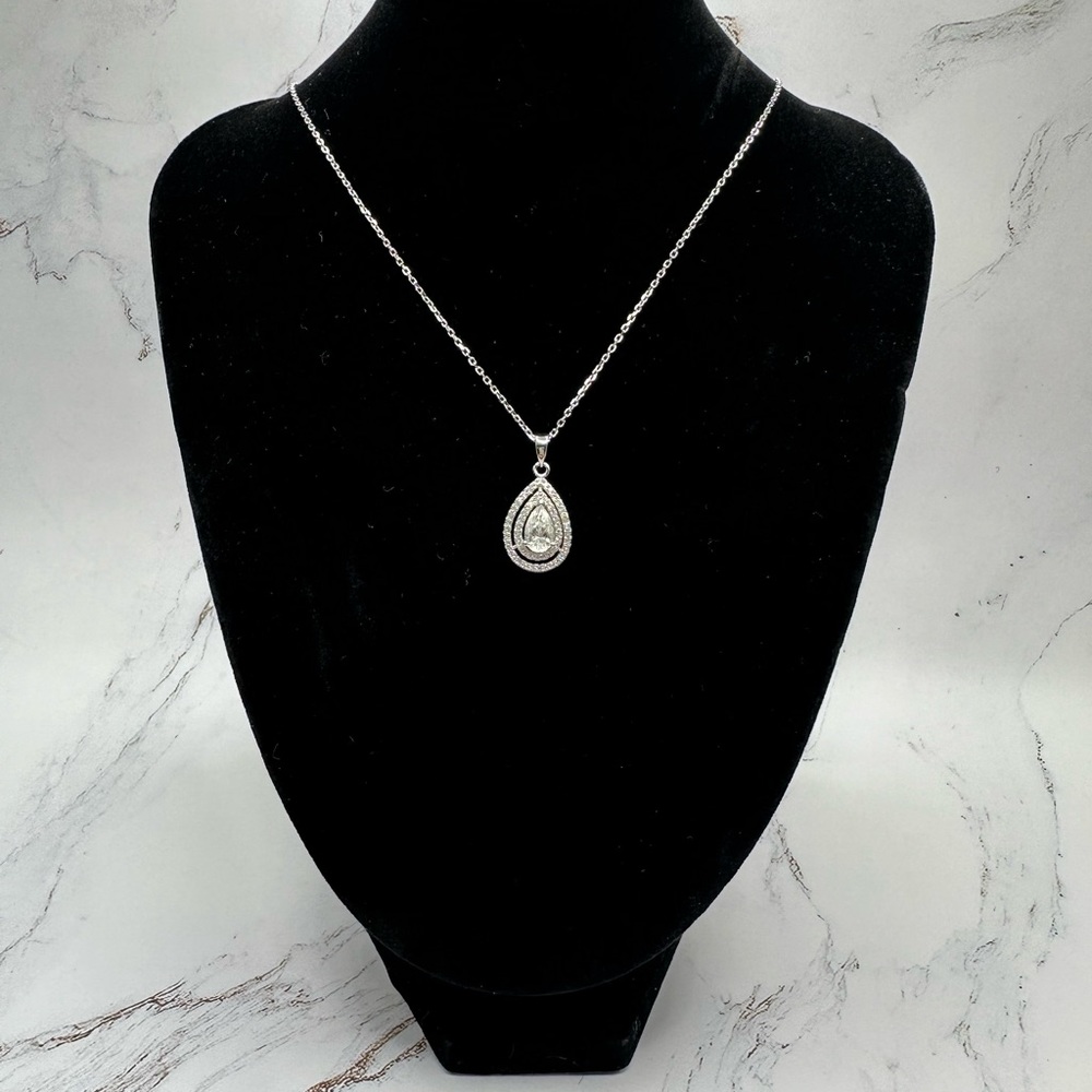 1.0 ct Double Halo Pear Moissnite necklace